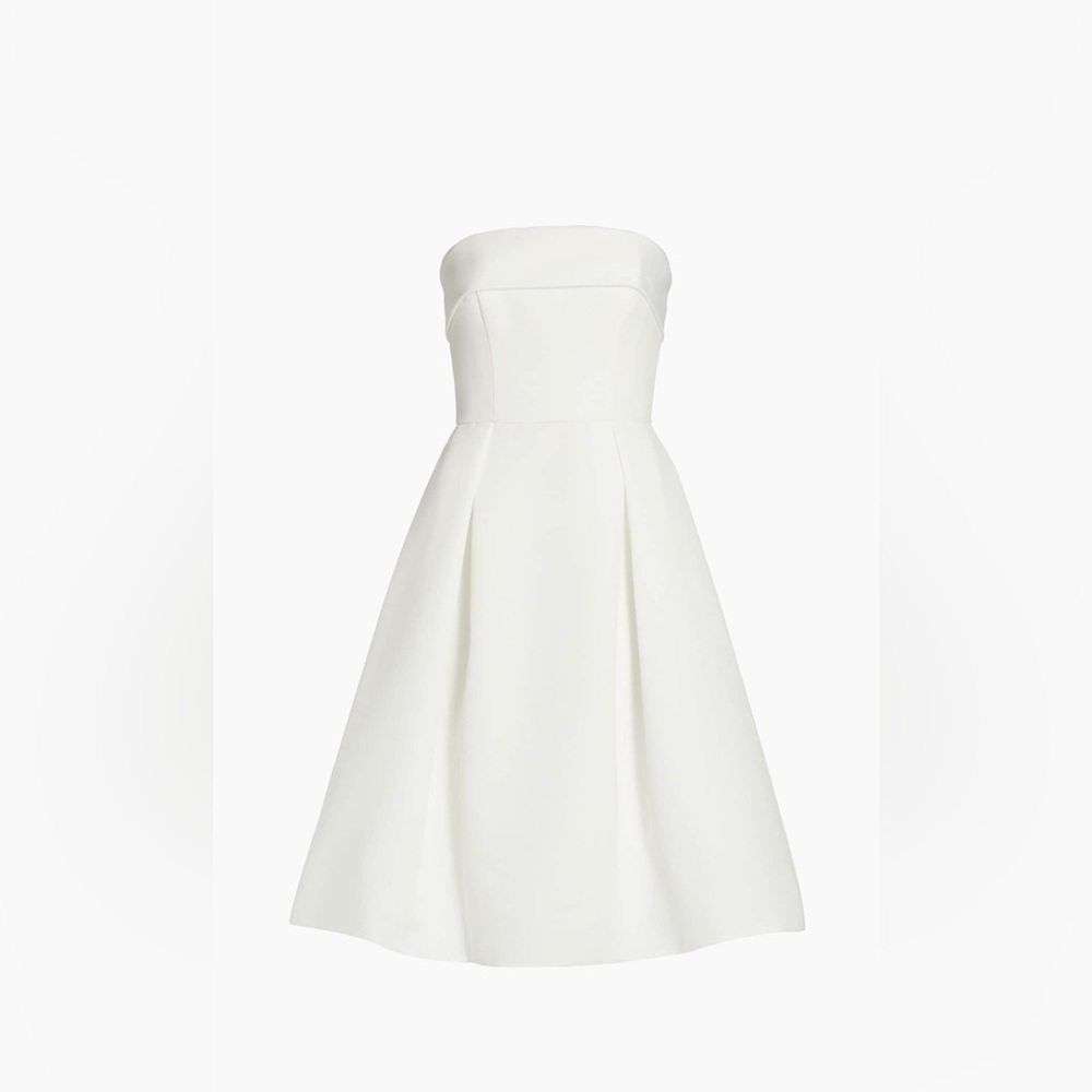 Amsale White Sleeveless Halter A-line Dress